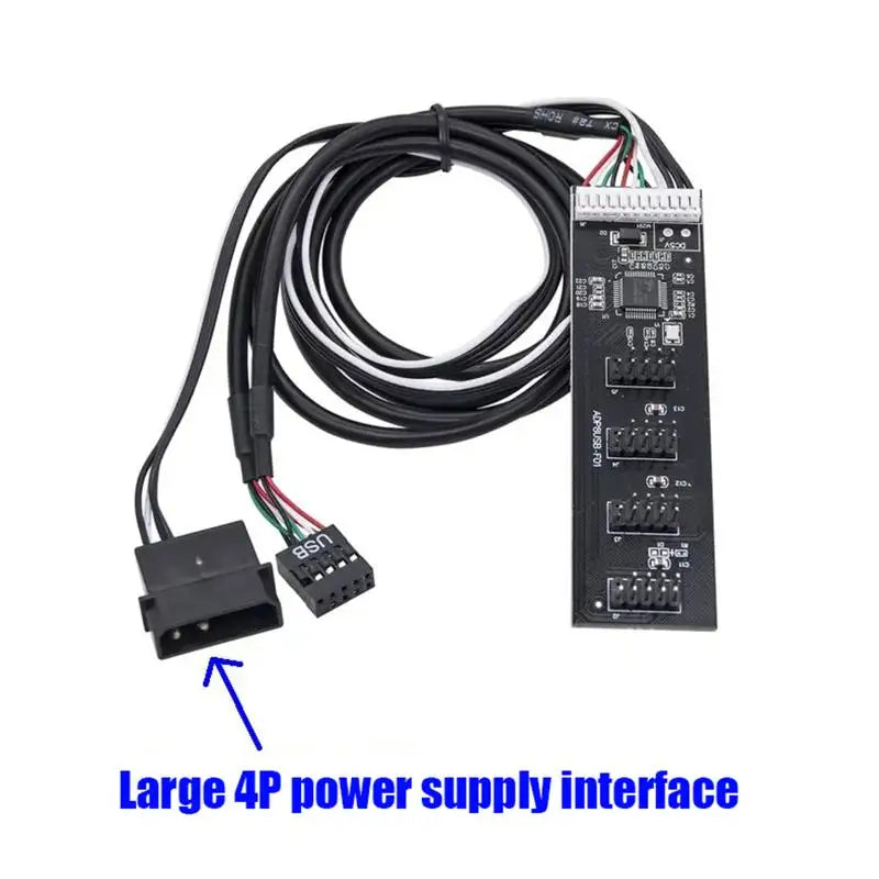 USB Adapter 9Pin Male Quad Splitter 8 Port USB20 HUB Riser Card Qme A2 4P