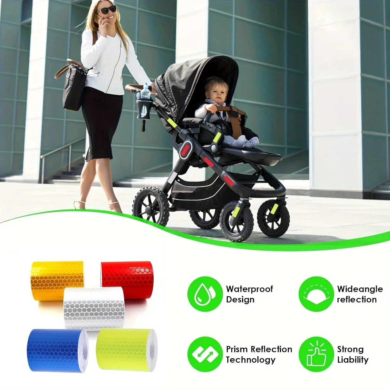 5m Reflective Tape PVC Bicycle Wheels Reflect Fluorescent Sticker Bike Reflective Sticker Strip Tape For Cycling Warning Safety Qme