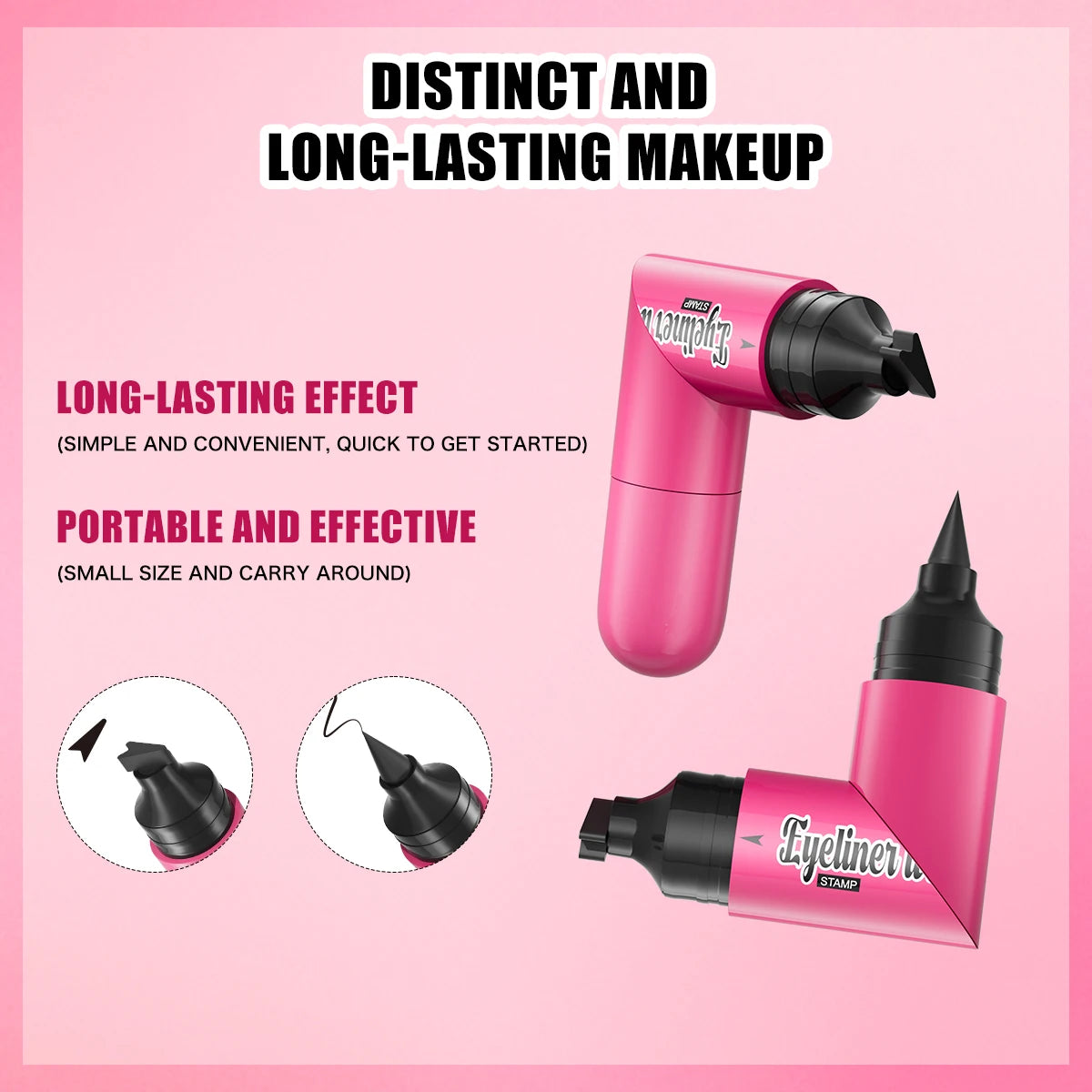 Dual-ended Stamp Eyeliner Waterproof Sweatproof Smudge Proof Quick Dry Liquid Eyeliner Natural Long Lasting Eye Makeup Cosmetics Qme