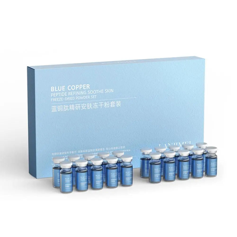 Blue Copper Peptide Freeze-dried Powder Kit For Face, DIY Copper Peptides Serum Moisturizing Smooth Dry Skin Firming Hydrating Qme