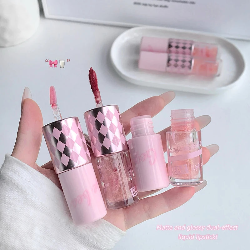 Double End Lip Glaze Gege Bear Full Gloss Mirror Matte Velvet Long Qme