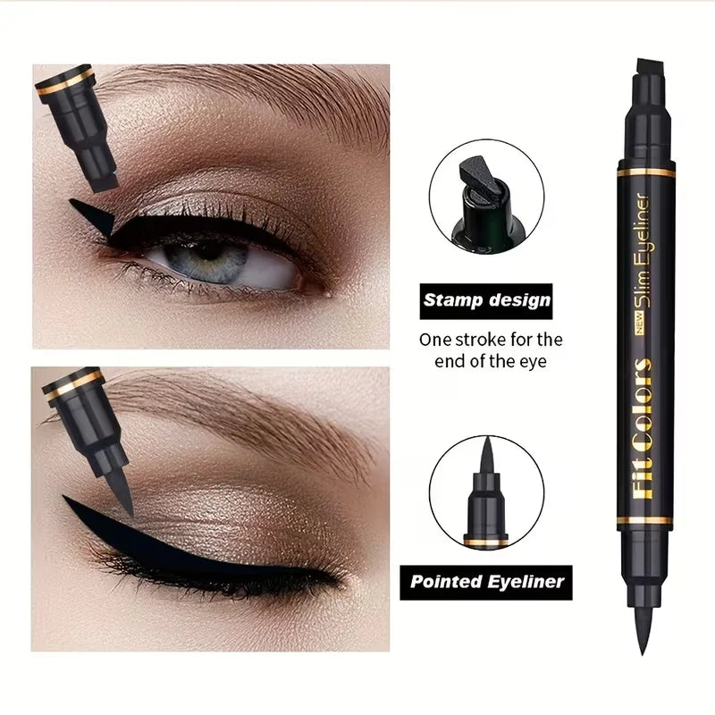 Star Stamp Eyeliner Pen Double Head Waterproof Long Lasting Smudge Qme