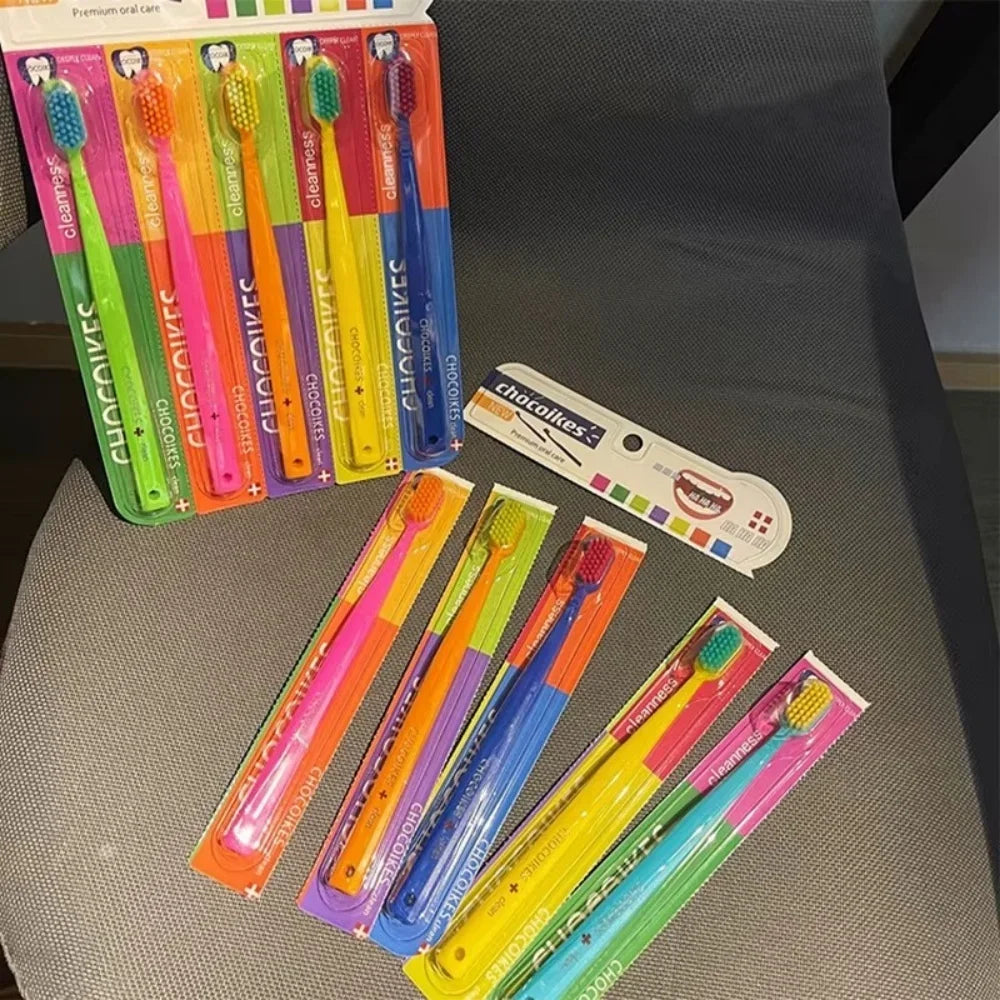 5pcs Ultra Soft Toothbrush Colored Men Women Adult Household Tooth Brush Orthodontic Teeth Brush Oral Hygiene for Sensitive Gum Qme