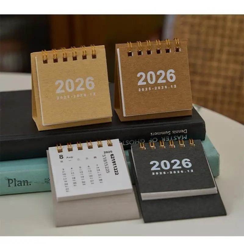Mini Desk Calendar 2026 Small Standing Flip Weekly Creative Coil Qme