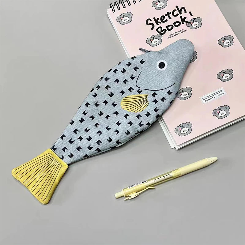 Fish Shape Novelty Pencil Case Pen Bag Coin Purse Funny Pouch Qme