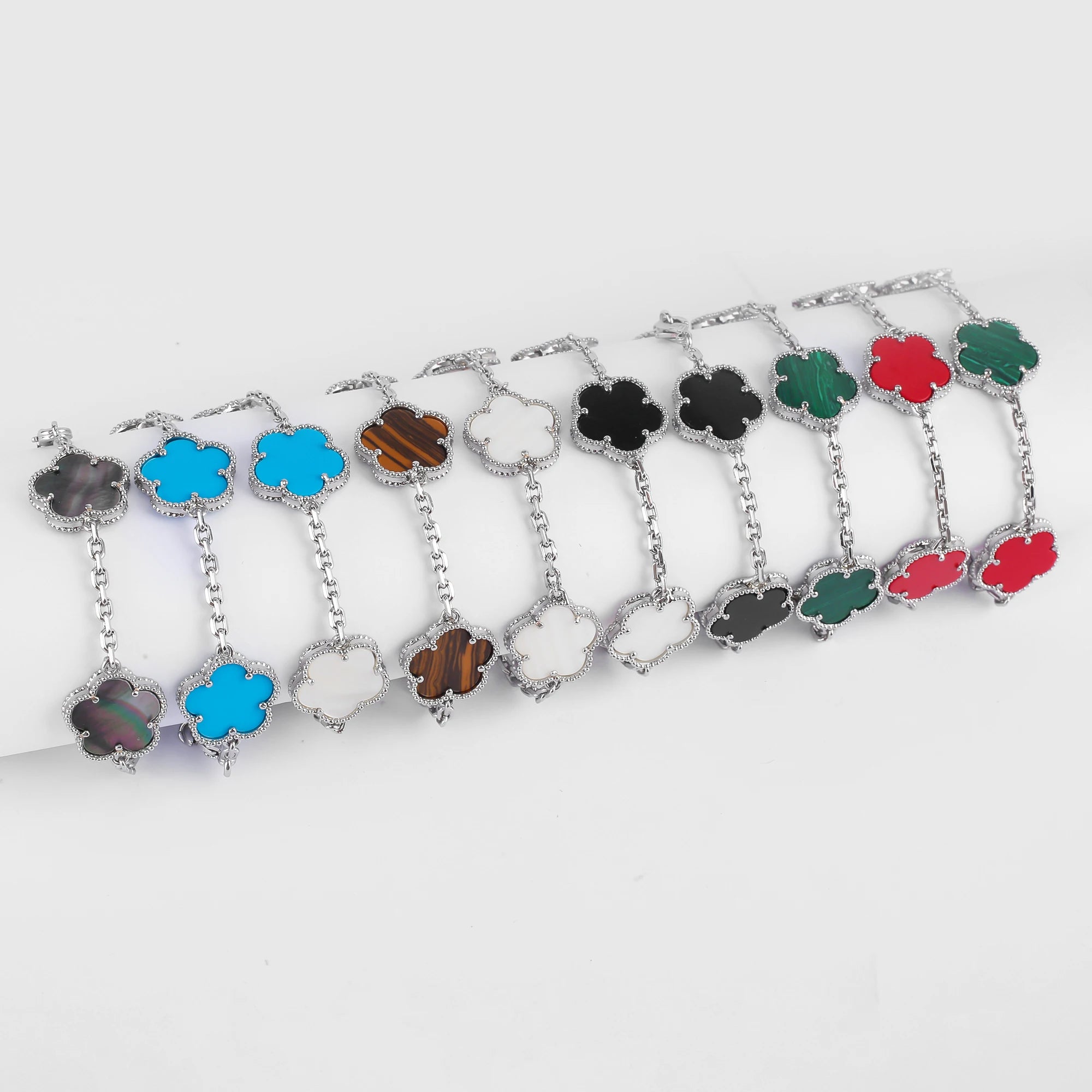 Classic 10 Colors 15mm Five-Leaf Flower Bracelet Simple Lucky Gold Silver Women'S Bracelet For Daily Wear Jewelry Free Shipping Qme