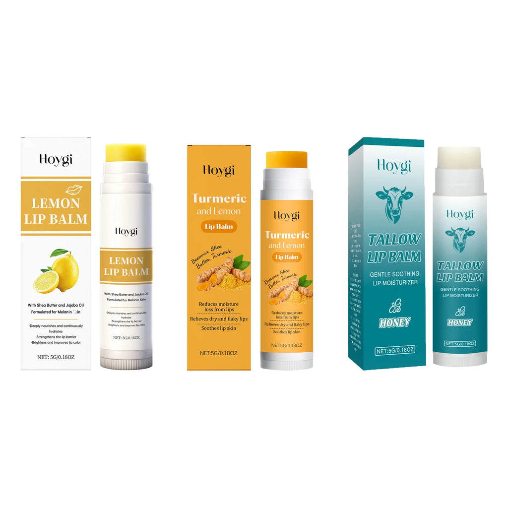 Lip Balm Care Series Lasting Moisturizing Nourishing Lip Care Lemon Turmeric Soothing Tallow Hydrating Balm for Dry Chapped Lips Qme