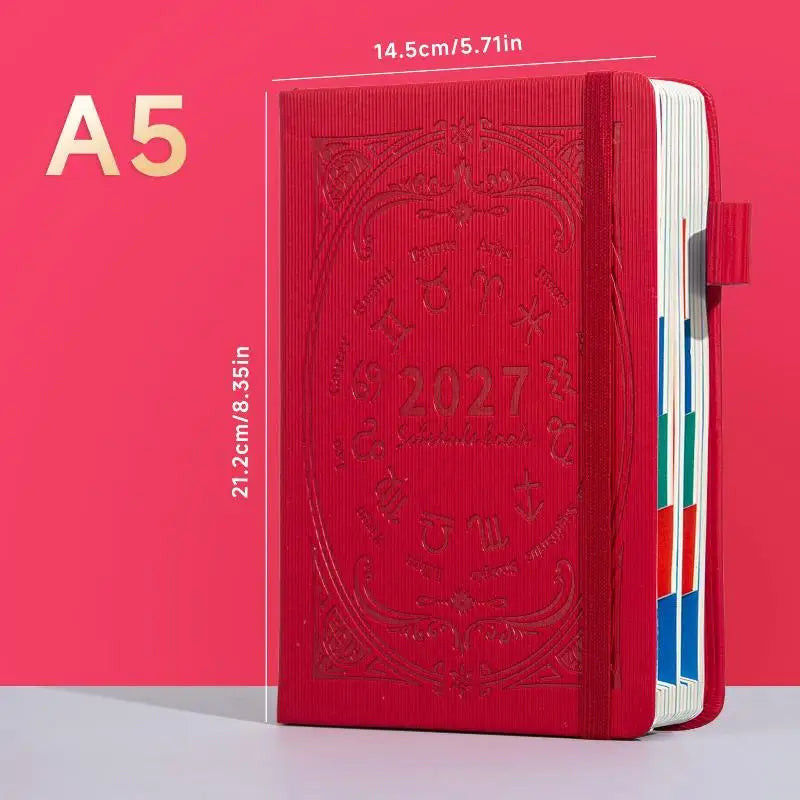 2027 Zodiac Embossed Daily Planner Notebook Elastic Strap Pen Loop Qme A2