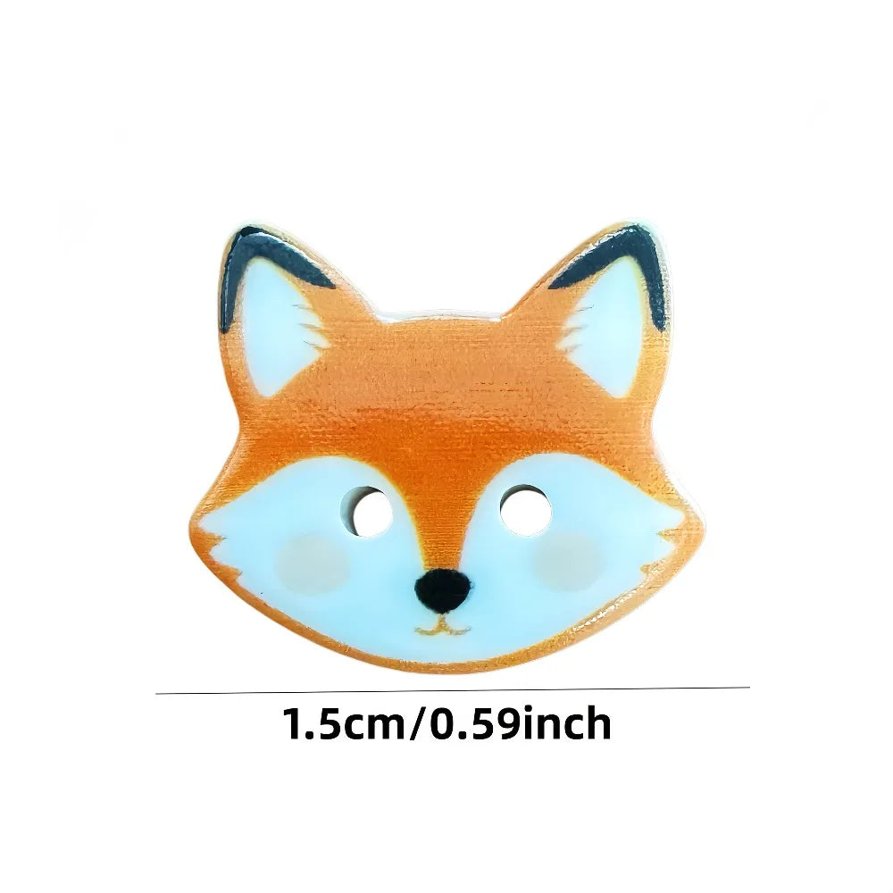20pcs Cute Little Fox Resin Buttons, Creative Handmade Accessory Decorative Buttons Qme