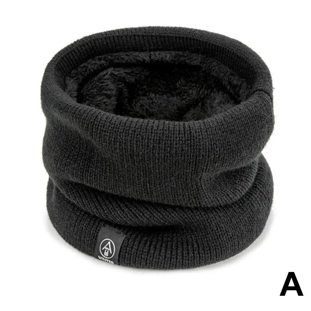 Fashion Women Knitted Scarf Solid Cashmer Like Winter Snood Scarves Lady Warm Wool Fur Thick Unisex Men Neck Scarfs Ring Qme Black One size