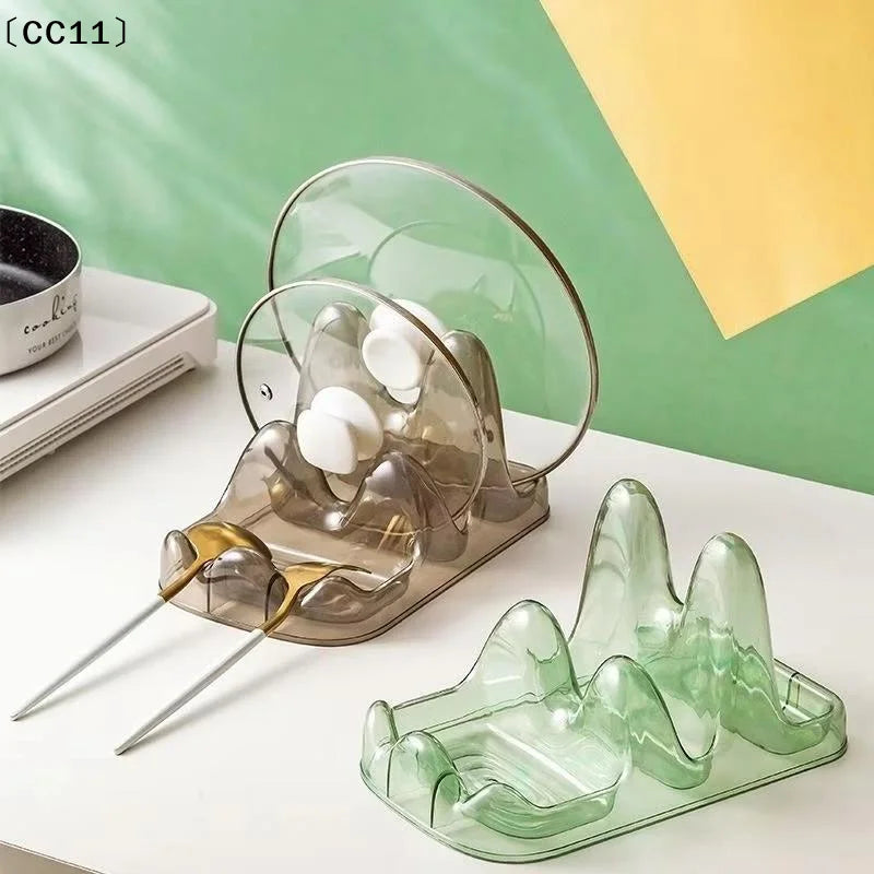 Kitchen Organizer Spatula Pot Lid Rack Shelf Plastic Spoon Rest Qme