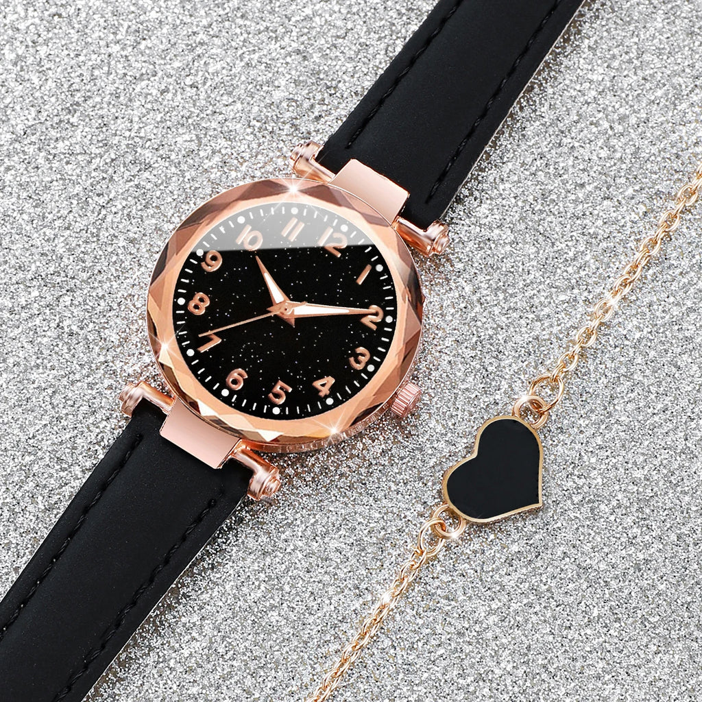 Leisure frosted digital belt women's watch starry night light girl's watch plastic case quartz watch Qme