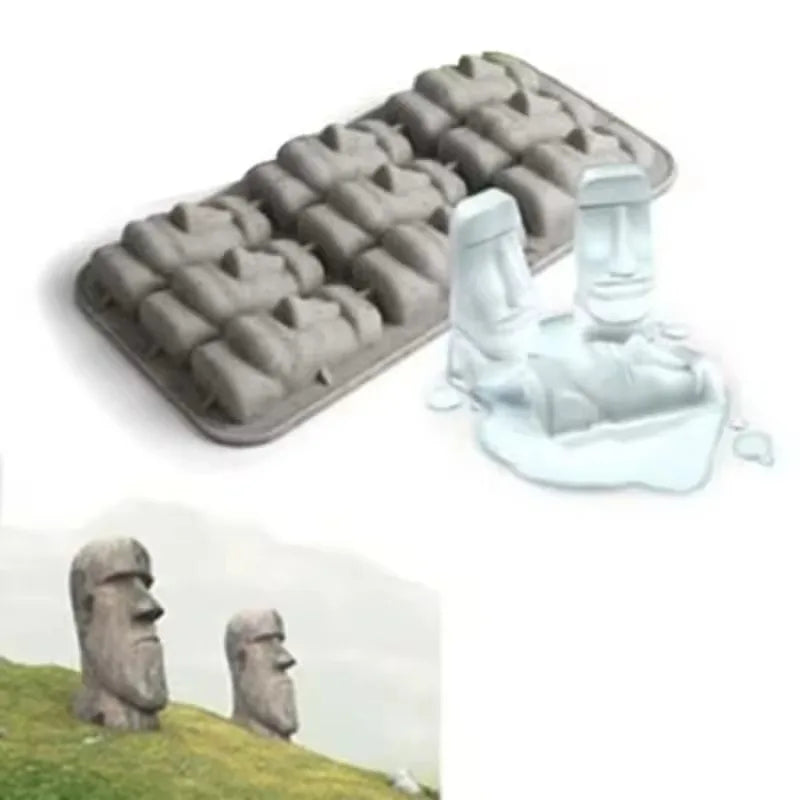 Moai Stone Face Silicone Ice Cube Mold Mini DIY Ice Tray For Whiskey Cocktail Chocolate Cake Baking Summer Kitchen Gadget Qme