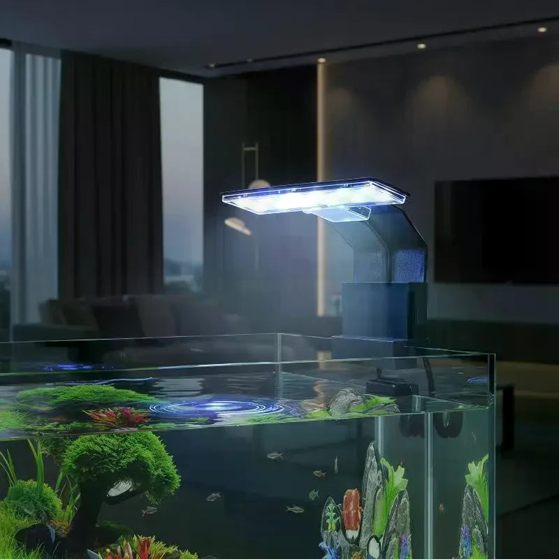 Ultra-Thin LED Aquarium Light Clip-On Fish Tank Light With 3 Color Modes Full Spectrum Bright Lamp for Aquarium Fish Tank Decor Qme