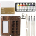 Travel Paint Palette Mini Watercolor Palette Set with Clip Portable Watercolor Set Wooden Grid Paint Box for Watercolor Painting Qme 8 Grid 12 Colors