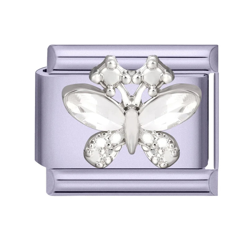 Shiny Zircon Butterfly Moon Stars Bow Purple Italian Charm Links Fit