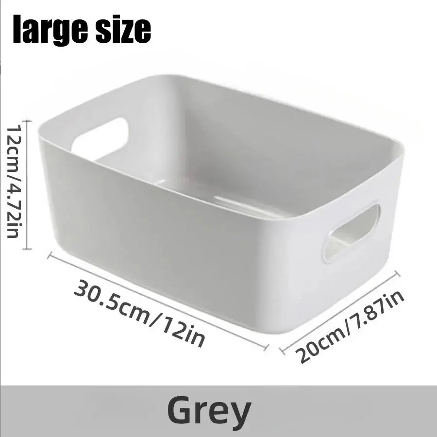 Storage Box Household Drawer Plastic Storage Desktop Storage Box Cosmetics Grocery Snack Storage Basket Kitchen Qme grey large 1pcs