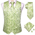 Mens Suit Vest Tie Hanky Cufflinks Jacquard Floral Paisley Waistcoat