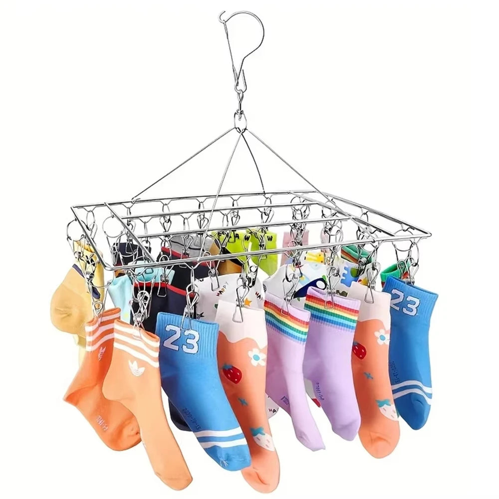 Stainless Steel Windproof Clothespin Laundry Hanger Bra Sock Towel Clothesline Hook Clothes Rack Peg Dryer Airer Drying Qme