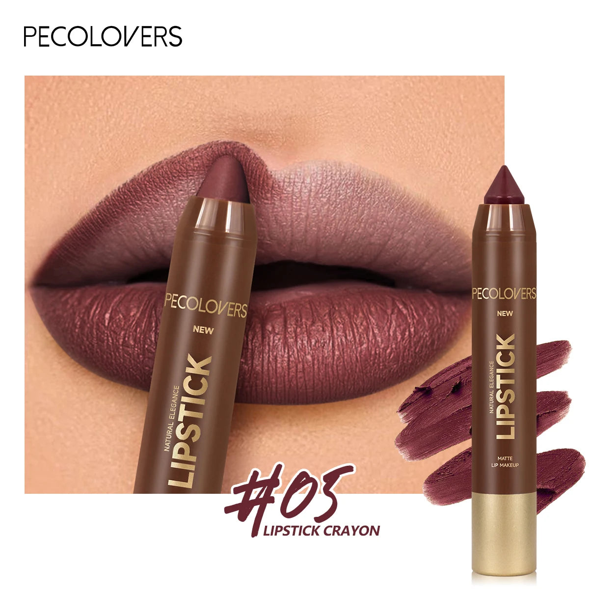 2In1 Matte Lipstick Pencil Waterproof Long Lasting Lip Brown Velvet Qme 05