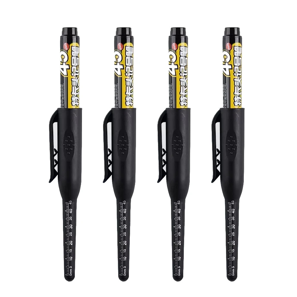 1-10Pcs Multi-Purpose 45mm Deep Drill Hole Long Nib Waterproof Marker Pens for Bathroom Woodworking Long Head Carpenter Pen Qme 4 black