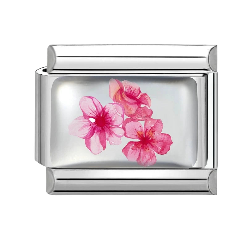 Colorful Brilliant Flowers Sunflower Lotus Tulip Charm Italian Link Fit 9mm Stainless Steel Bangles DIY Making Jewelry Bracelets Qme Style 20