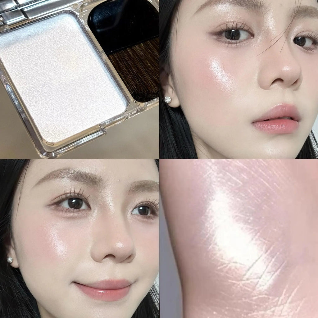 With Brush Bowknot Face Brighten Highlighter Sparking Shine Makeup Plate Fairy Purple Highlight Shimmer Shading Contour Cosmetic Qme 01