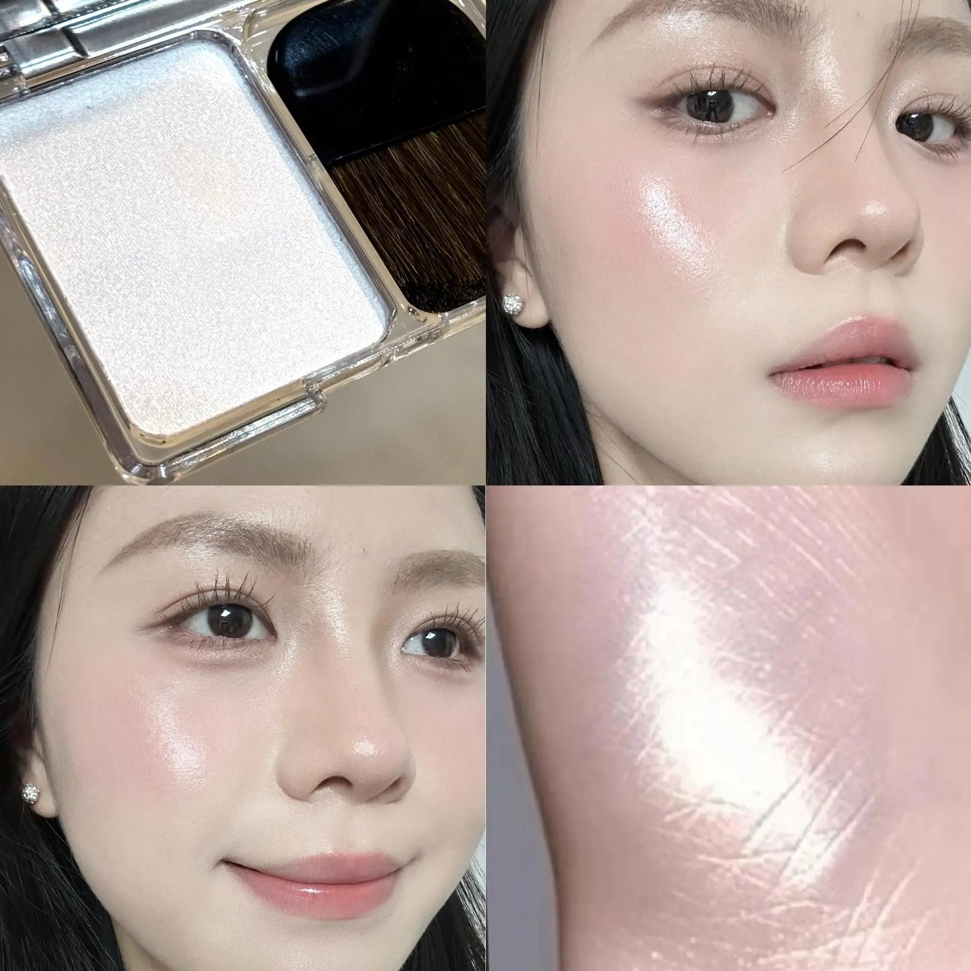 With Brush Bowknot Face Brighten Highlighter Sparking Shine Makeup Plate Fairy Purple Highlight Shimmer Shading Contour Cosmetic Qme 01