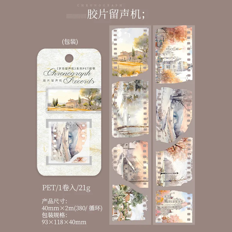 40mm*2m INS Landscape Aesthetic Stationery PET Tapes Stickers for Scrapbooking Supplies Journals Planner Decorative Masking Tape Qme E