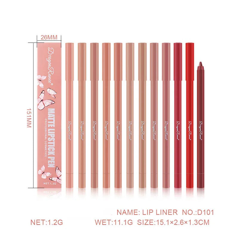 Velvet Brown Lip Liner Pencil Nude Matte Waterproof Non-stick Cup Cherry Red Lip Liner Lip Contour Pen Lipstick Makeup Qme