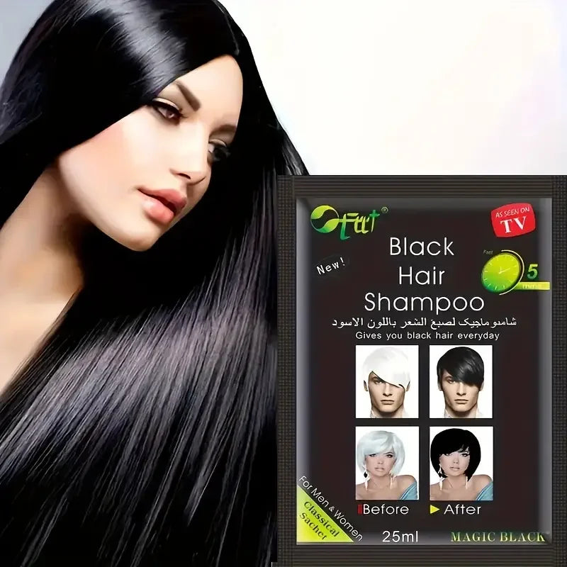 10 Fast Black Hair Shampoo 5 Mins Become Dye Herb Natural Care Qme
