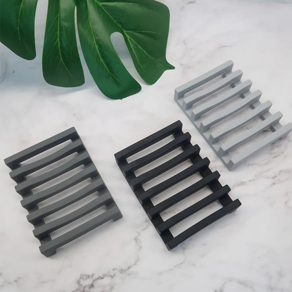 Flexible Silicone Soap Holder Hollow Design Bar Soap Dish Bathtub Kitchen Soap Saver Drainer Sponges Scrubber Display Qme