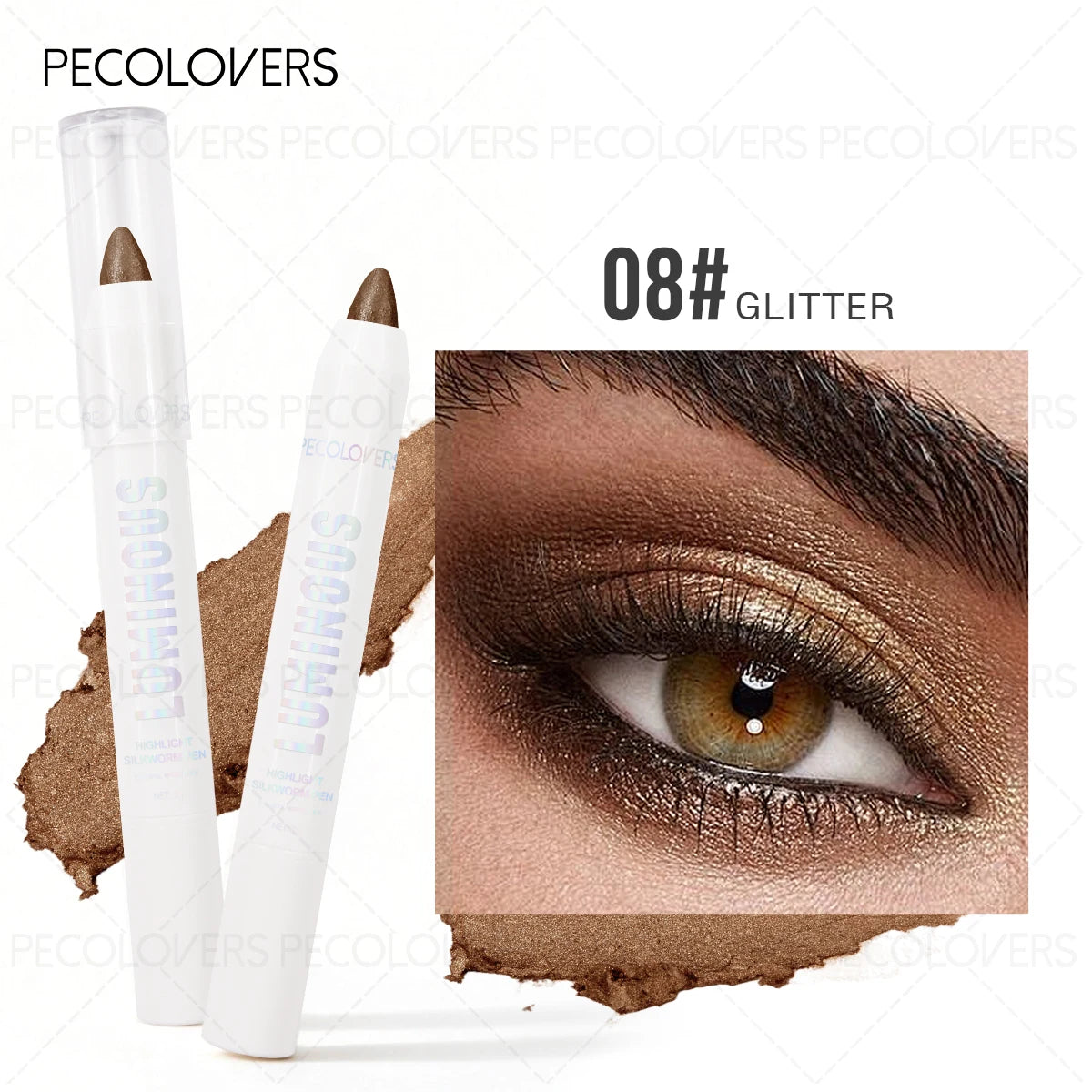 Single Fine Shimmer Eyeshadow Stick Brighten Ash Brown Travel Qme 08