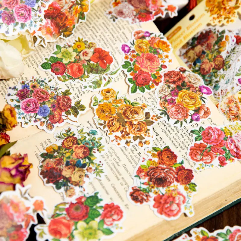 20 pcs Flower Sticker Literature Art Decorative Scrapbooking Diy Diary Album Creativity hand made Collage material Qme