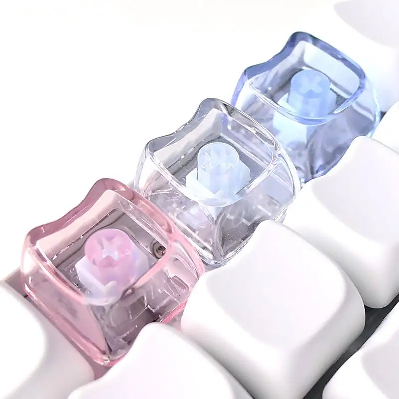 10 Cute Cat Transparent PBT Keycaps 1U Blank MAO Profile Mechanical Qme