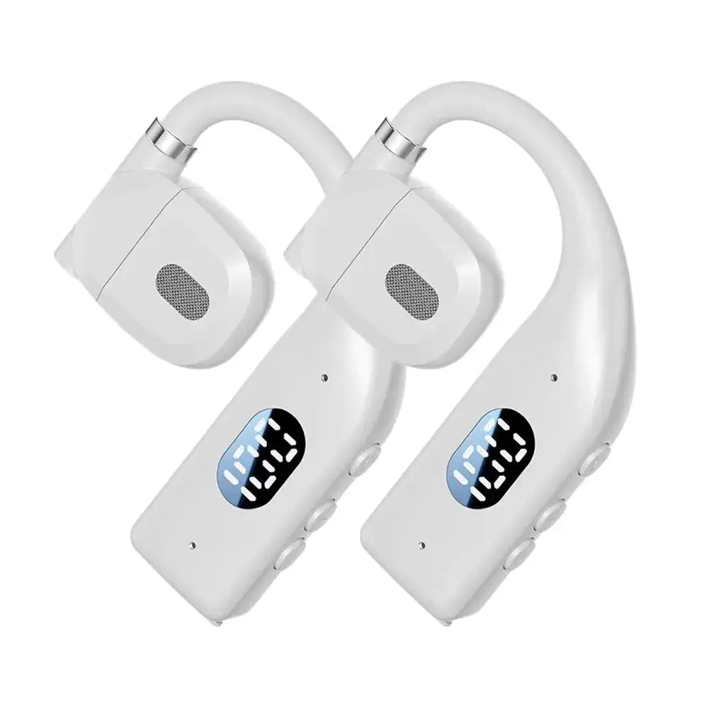 V5 4 Wireless Headphones Business Bluetooth Headset LED Digital Qme White dual