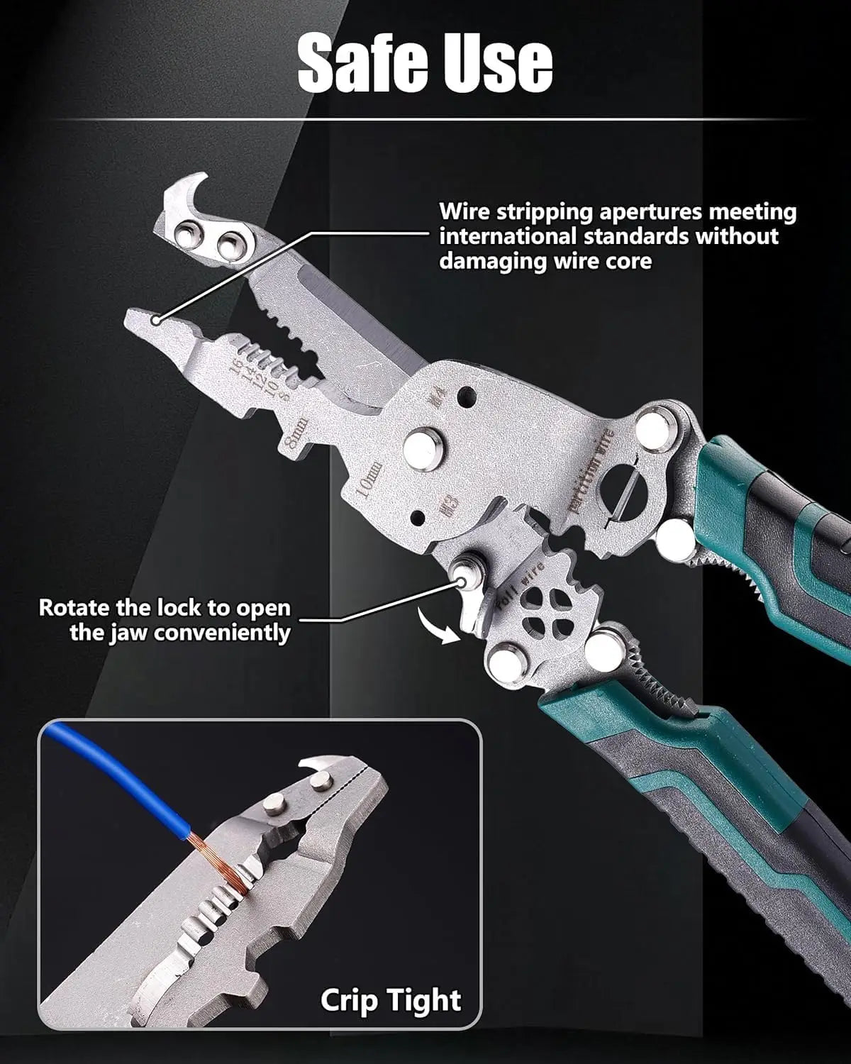 18 in 1 Multifunctional Foldable Wire Stripper Crimper Cable Cutter Pliers for Cutting and Pulling Wires Cable Scissors Qme