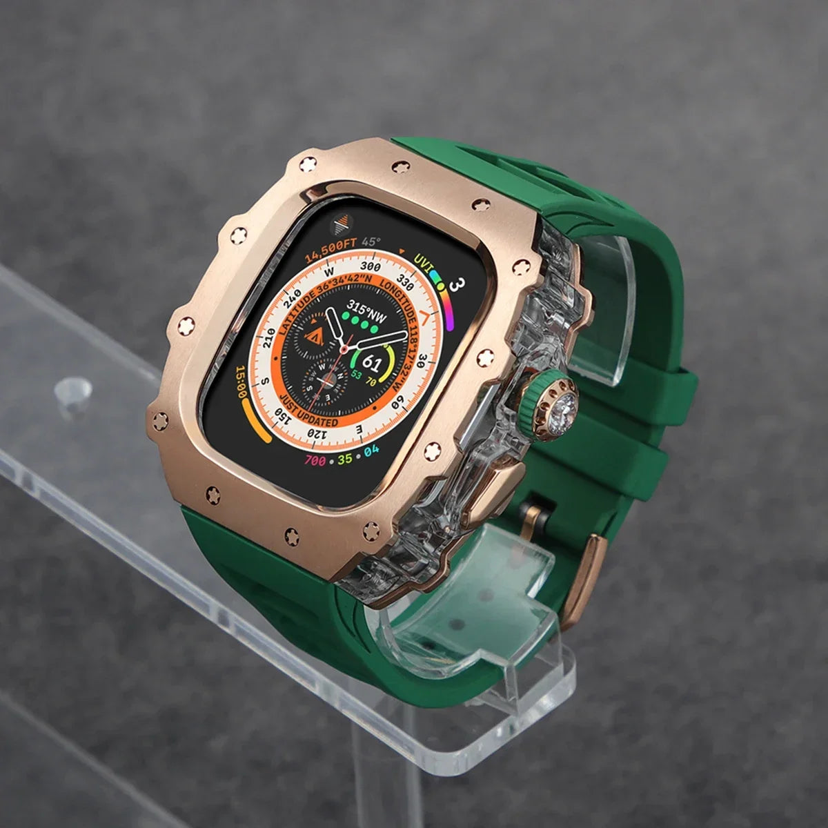 Luxury Modification Kit For Apple Watch Ultra 2 49mm 45mm 44mm Stainless Steel Case For IWatch 9 8 7 6 Crystal Button Sport Band Qme