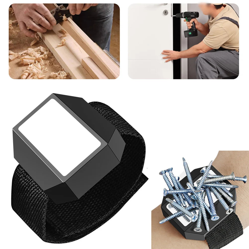 1pc Magnetic Screw Holder Wristband Portable Tool Bag Electrician Adjustable WristBelt For Holding Small Metal Screw Nails Bolt Qme Default Title
