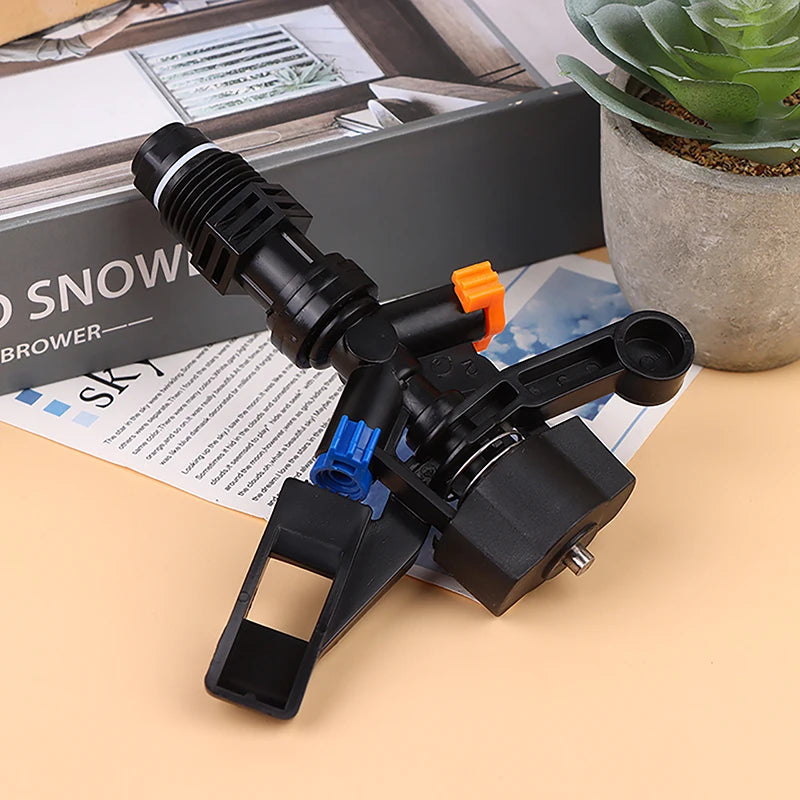 Lawn Irrigation Rotating Sprinkler 360 Degrees Auto-rotate Two Holes Water Spray Head Garden Yard Watering Sprinkler Nozzle. Qme Black