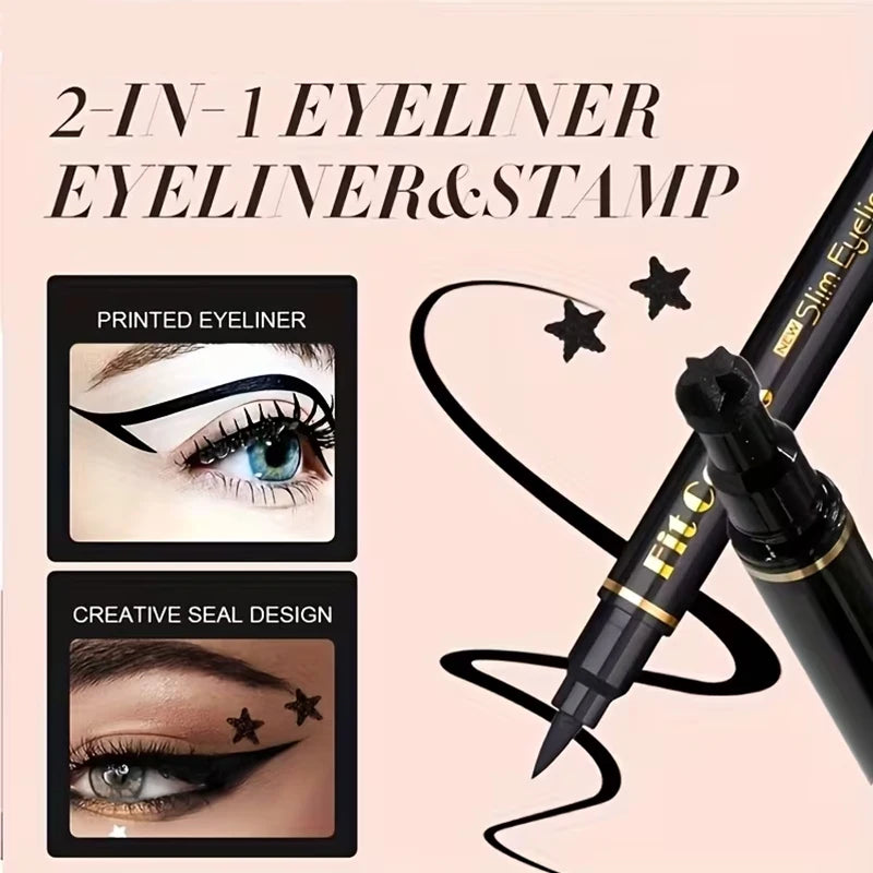 Star Stamp Eyeliner Pen Double Head Waterproof Long Lasting Smudge Qme