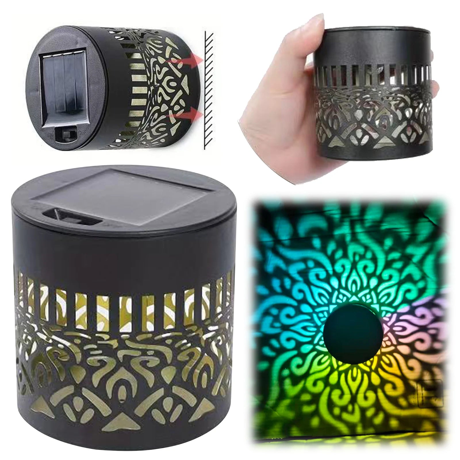 1/2/4pcs Solar Mandala Sunflower Outdoor Wall Light Waterproof Garden Decorative Lamp for Yard Courtyard Fence Decor Qme Colorful Light A 1PCS