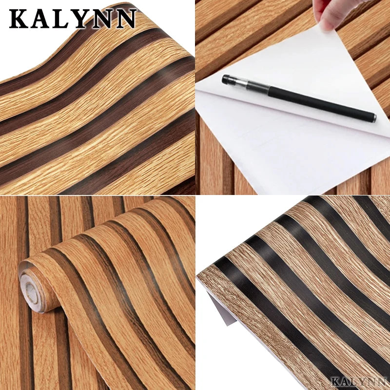 Wood Grating Wallpaper Self-adhesive Removable Peel Stick Wall Paper Qme