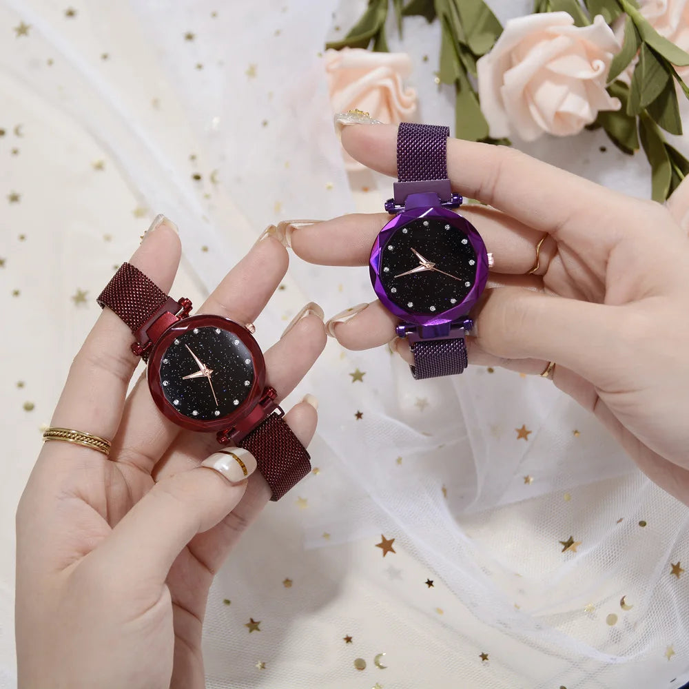 Luxury Women Watches Ladies Magnetic Starry Sky Watch Women Fashion Diamond Quartz Wristwatches reloj mujer zegarek damski Qme