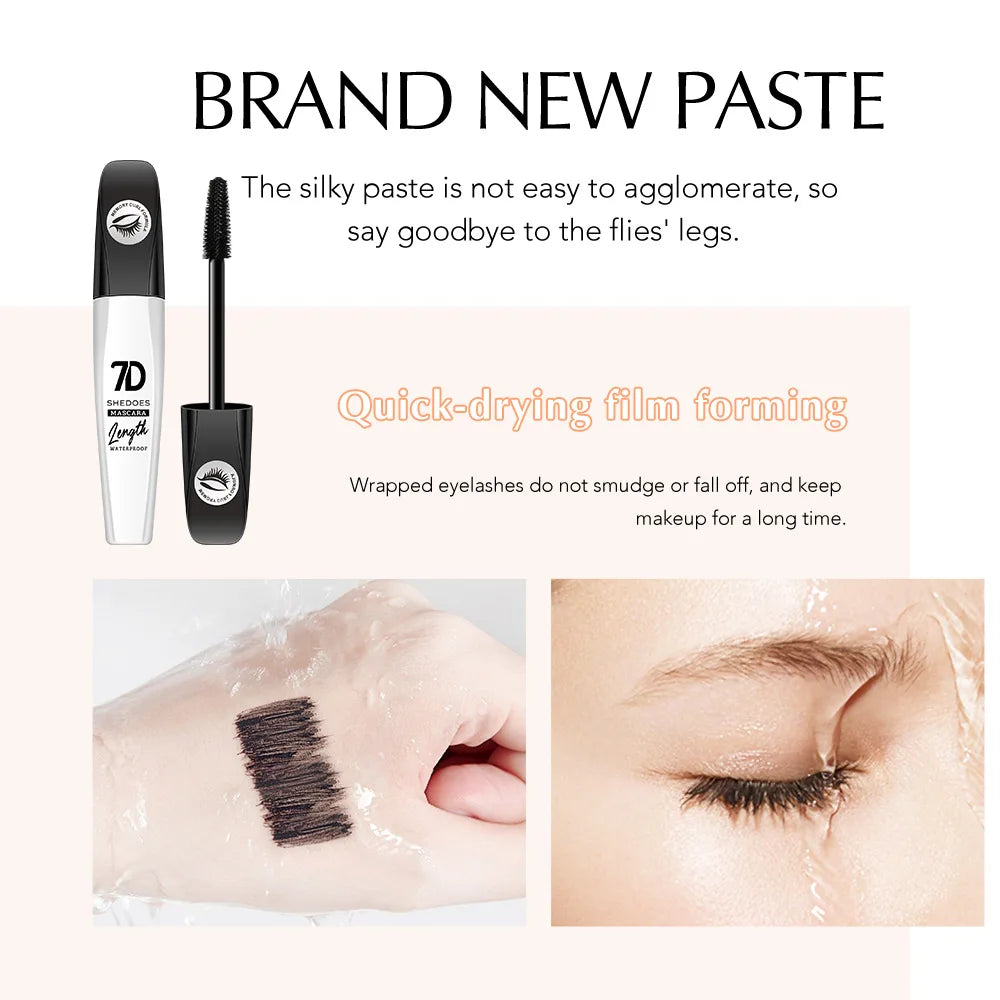1 2 7D Waterproof Mascara Long Lasting Smudge-proof Non-flaking Qme