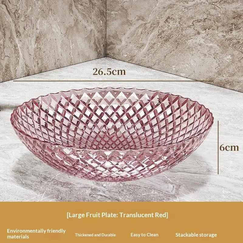 Transparent Flower Shaped Fruit Plate Aesthetic Plastic Dessert Salad Qme L Red