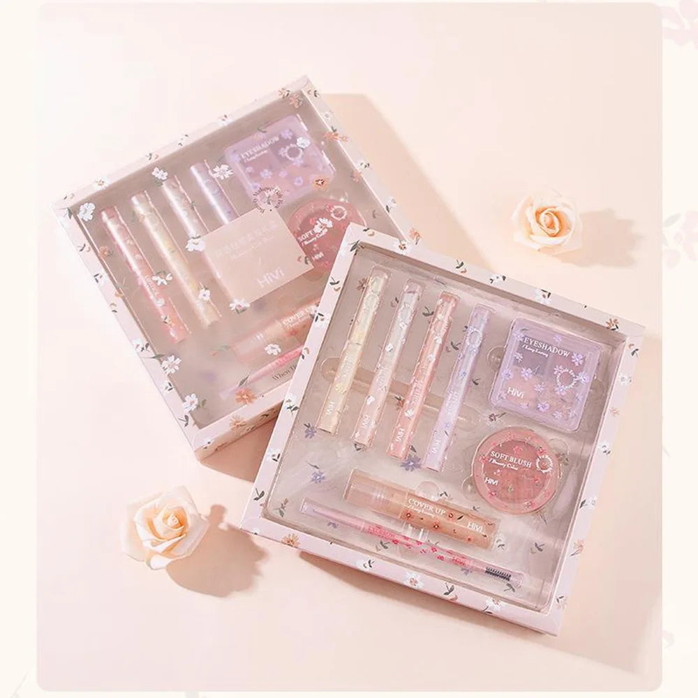 8-Piece Beauty Lipstick Concealer Eyeshadow Eyebrow Blush Makeup Qme