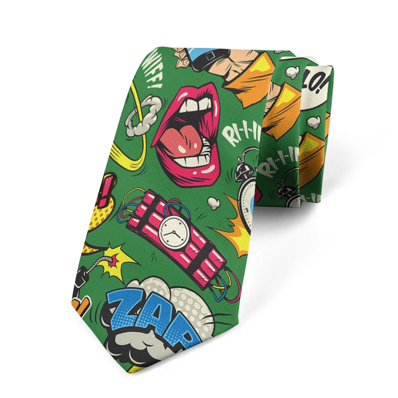 Trendy Players Street Art Tie Casual Fashion Funny Men's Wedding Qme style6