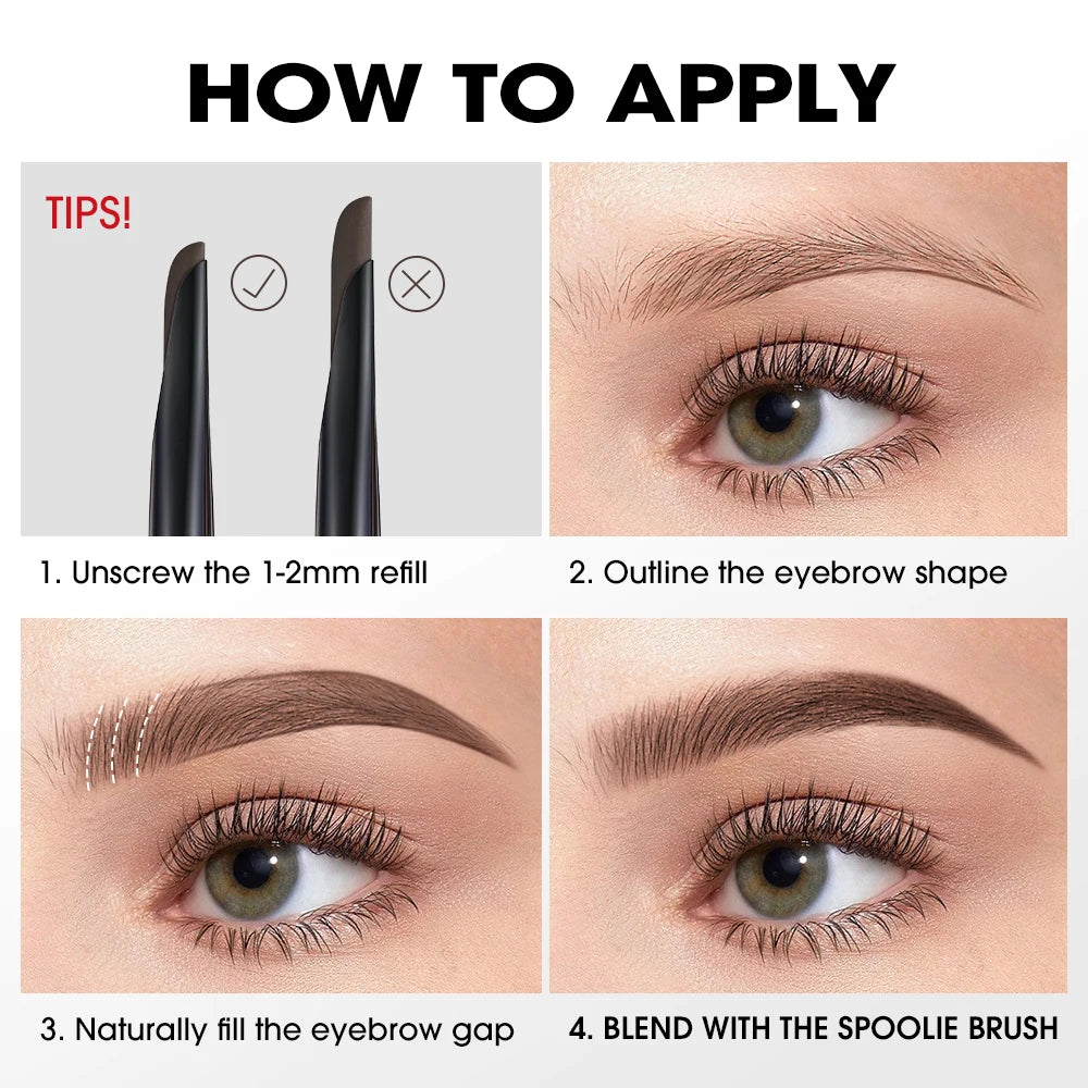 O TWO Machete Eyebrow Pencil Waterproof Natural Long Lasting Smooth Qme