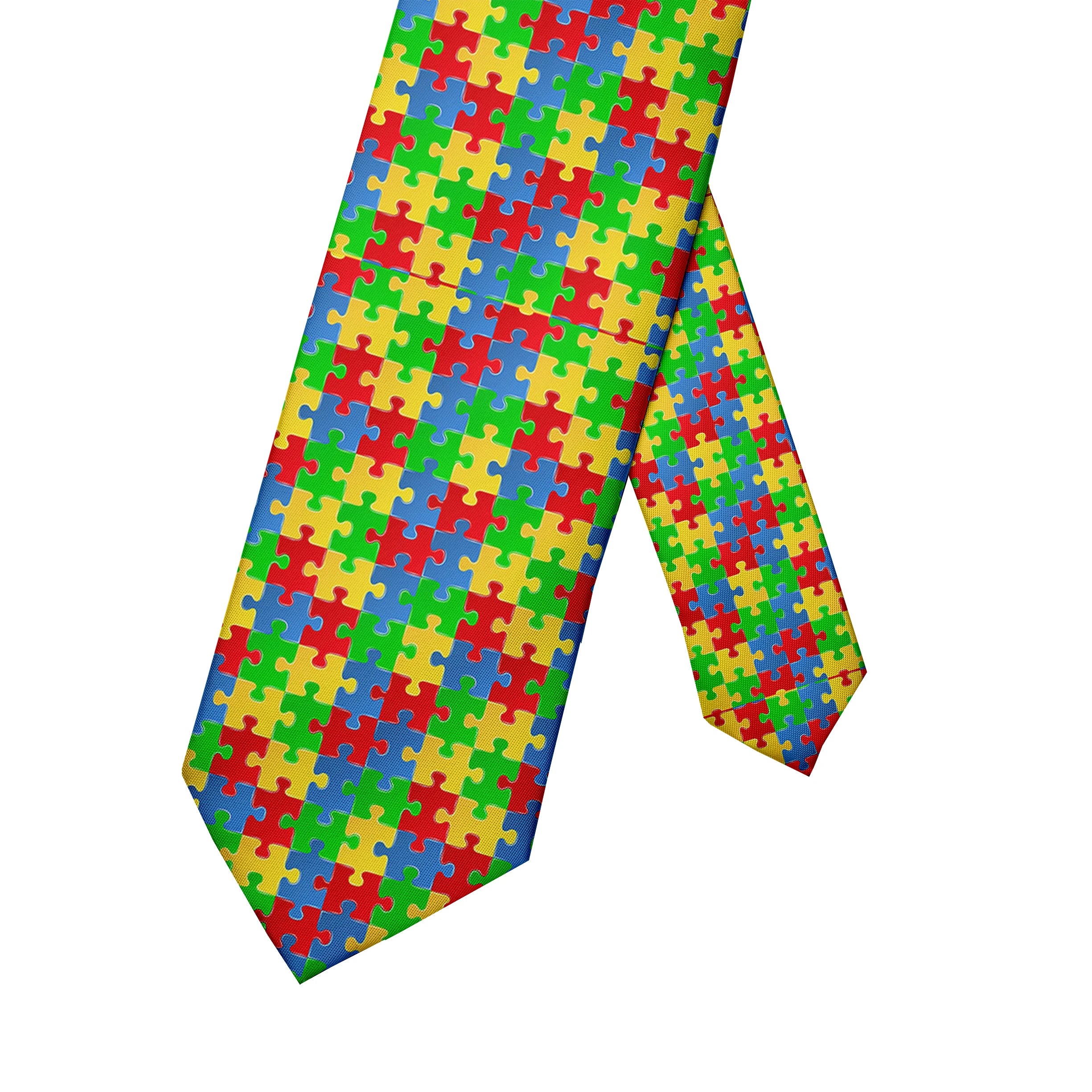 Puzzle Wide Polyester Shirt Suit Tie Men's Fashion Business Unisex Qme